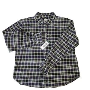 Alpine Design Shirt Womens‎ S Navy/Cream Plaid Hike Midweight Flannel NEW